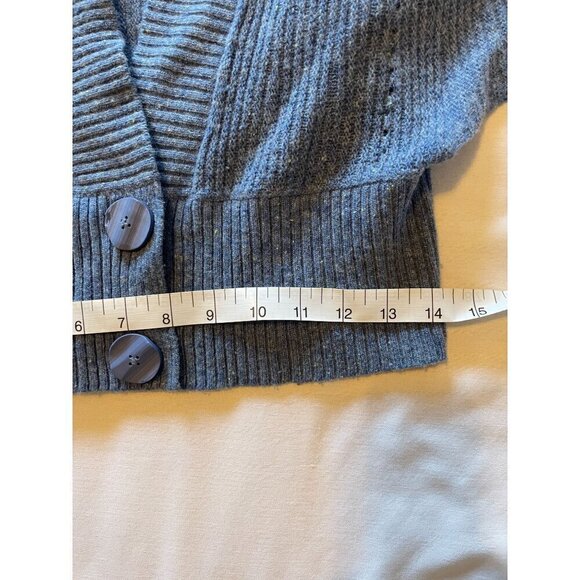 Anthropologie Moth Women Blue Wool Blend Cardigan Sweater XS-M Butterfly Sleeves - Picture 9 of 11